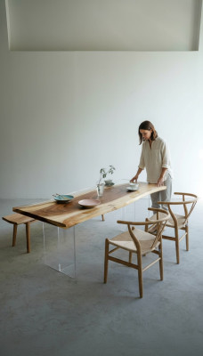 Tables en résine époxy Table à manger Bois Mobilier massif Table en résine époxy en cascade