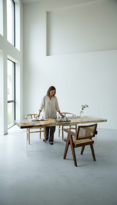 Luxueuse Table de design en résine époxy Tables Table à manger 200x80 Meubles en bois massif