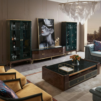 Unité murale design vaisselier 2x Vitrine Meuble TV Meuble bas Buffet 3 pièces. Ensemble