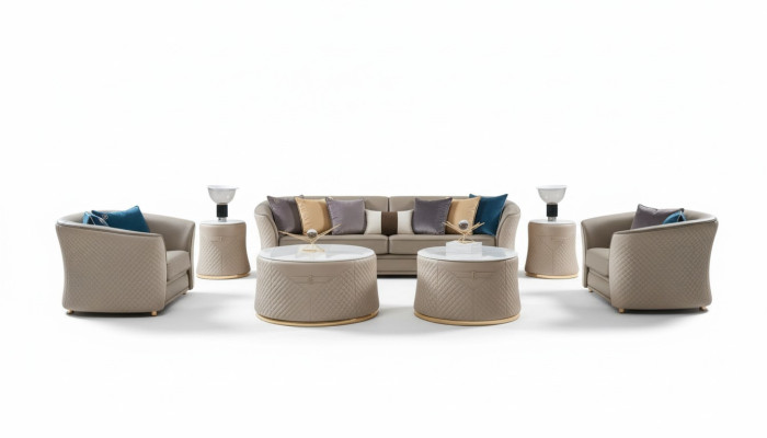 Meubles de luxe Ensemble de canapé Canapé Rembourrage de canapé à 2 places avec 2x Table basse 5 pièces.