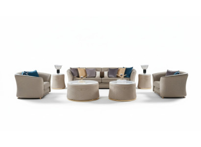 Meubles de luxe Ensemble de canapé Canapé Rembourrage de canapé à 2 places avec 2x Table basse 5 pièces.