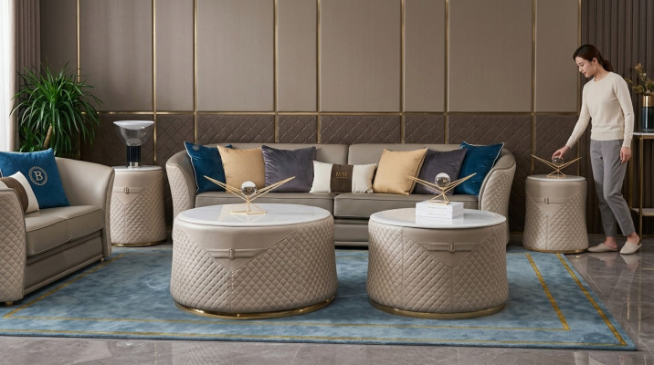 Ensemble rond 2x Table basse Table basse Table d'appoint Salon design