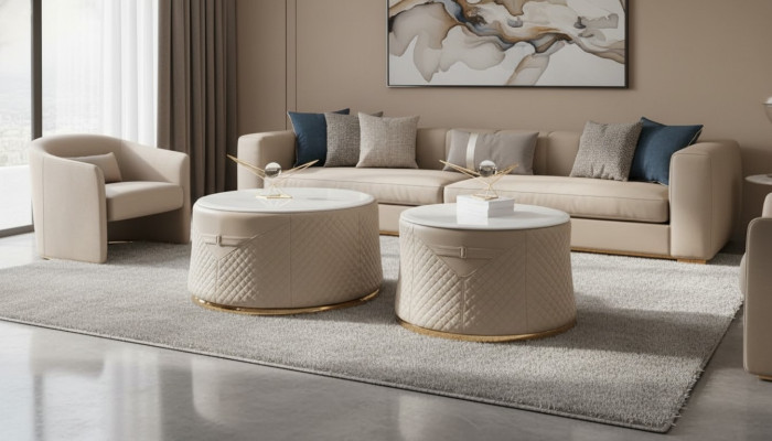 Ensemble rond 2x Table basse Table basse Table d'appoint Salon design