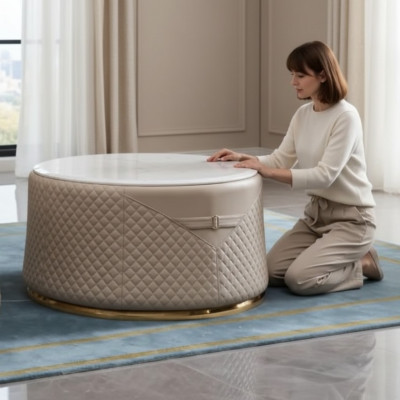 Table basse au design rond, petites tables modernes, table de canapé ronde de luxe