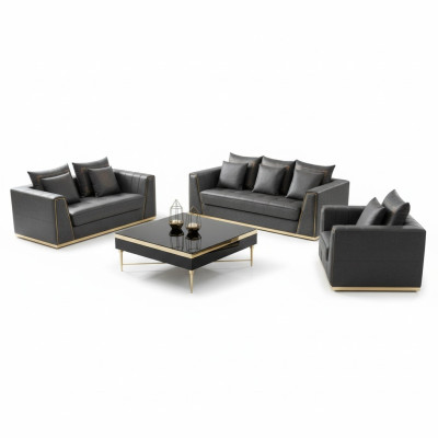Meubles de luxe Ensemble de canapé Canapé Rembourrage Canapé 3 2 1 places avec Table basse