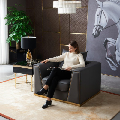 Salon designer Mobilier Fauteuil d'appoint Siège simple Canapé rembourré Canapé TV neuf