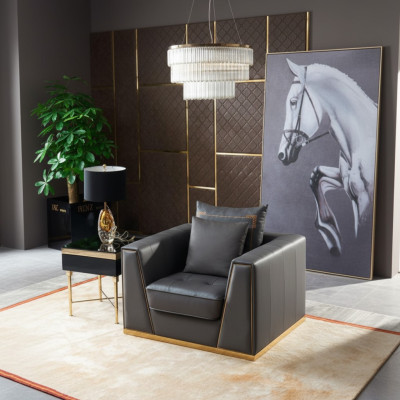 Salon designer Mobilier Fauteuil d'appoint Siège simple Canapé rembourré Canapé TV neuf