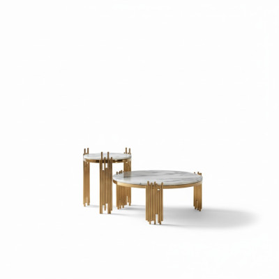 acier inoxydable Tableau de design rond de côté Tables Or Canapé Salon