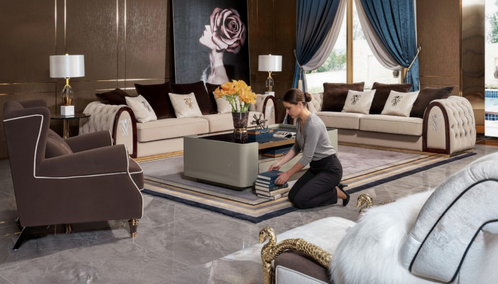 Conception Luxe Canapé Siège Rembourrage Canapé xxl Big 4+3 Places Ensembles Chesterfield