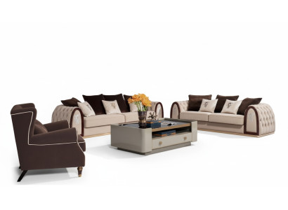 Canapé Chesterfield Beige Canapés Tissu Canapés Meubles de Luxe 4 Places 295cm