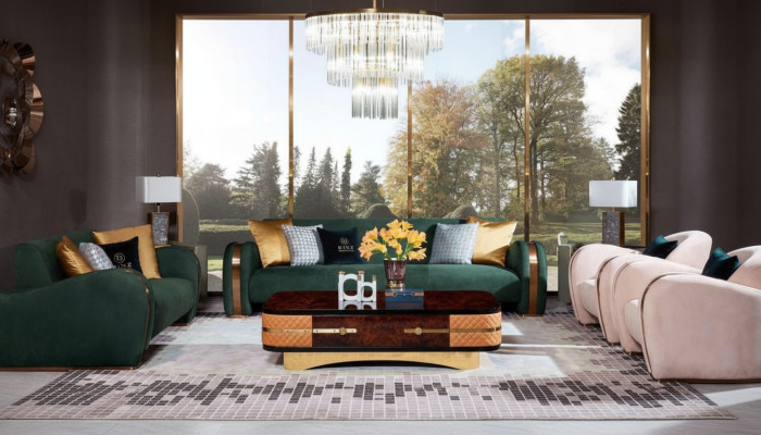 Meubles de luxe Ensemble de canapé Canapé Rembourrage Table basse Canapés Suite