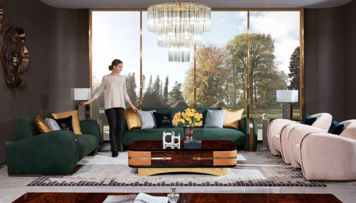 Ensemble de canapés de luxe 4 pièces. Ensemble Canapé Canapé en Cuir Canapé Chesterfield Canapé Sofas