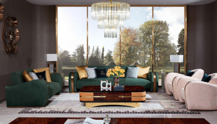 Ensemble de canapés de luxe 4 pièces. Ensemble Canapé Canapé en Cuir Canapé Chesterfield Canapé Sofas