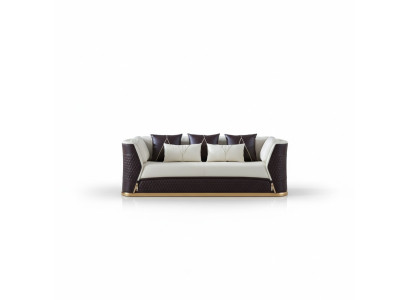 Trois canapés design à trois places revêtus de cuir canapés en cuir sofa en cuir.