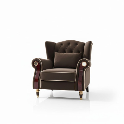 Design élégant fauteuil à accoudoirs Chesterfield revêtement textile de luxe pour club lounge télévision