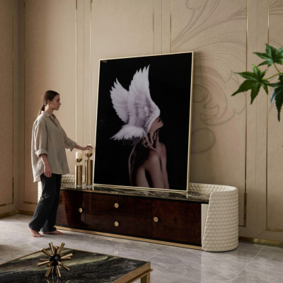 Meuble TV design, buffet TV, commode, bahut bas, armoire, étagère décorative de salle.