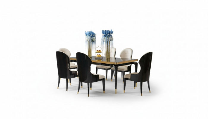 Ensemble complet de salle à manger Table 6x Chaises fauteuil de luxe Ensemble de salle à manger
