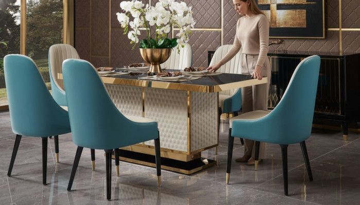Table à manger 6 chaises Chaise Ensemble de salle à manger Ensemble de repas Mobilier moderne Table