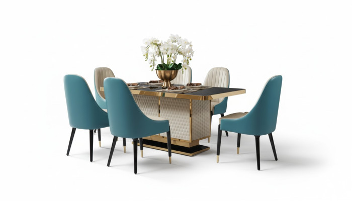 Table à manger 6 chaises Chaise Ensemble de salle à manger Ensemble de repas Mobilier moderne Table