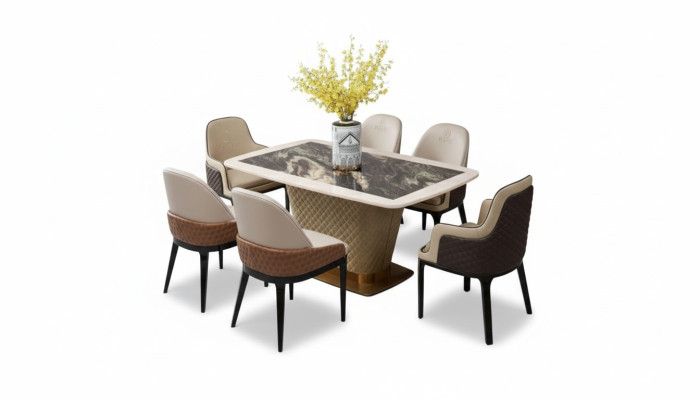 Ensemble de salle à manger complet Table 4x Chaises de fauteuil de luxe Jeu de salle à manger