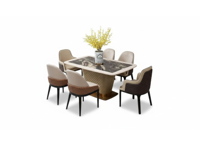 Ensemble de salle à manger complet Table 4x Chaises de fauteuil de luxe Jeu de salle à manger