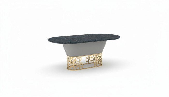 Table de salle à manger en métal en acier inoxydable de designer de luxe, tables de design en marbre pour salon