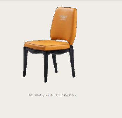 Salle à manger de designer de luxe avec table à manger ronde et 6 chaises inclinables en métal