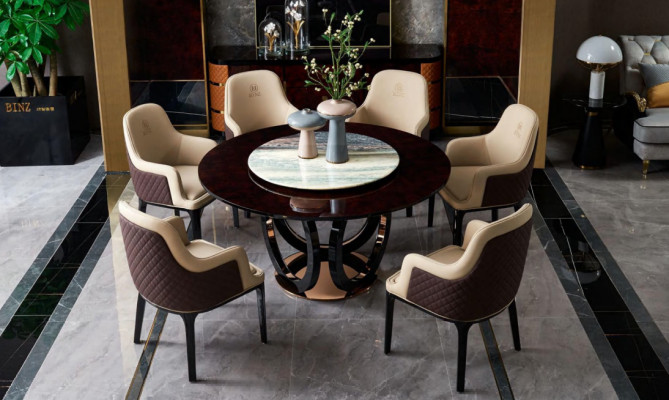 Ensemble de chaises de salle à manger rondes en métal avec tables et fauteuils, 4 chaises + table.