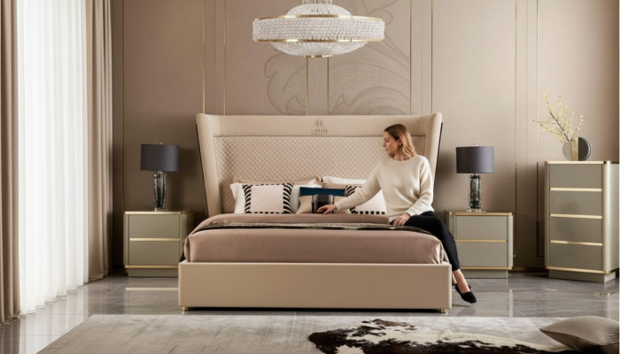 Lit double Chambre Hôtel Mariage Luxe Lit 2x Table de chevet 3pcs. Ensemble de lits