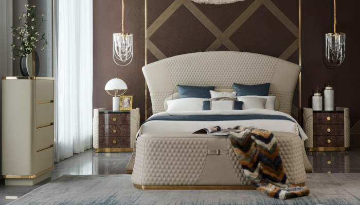 Conception de lit en cuir de luxe Lits rembourrés Chambre double 180x200