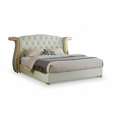Service de design d'ameublement Lit de luxe 180x200cm Lits Cuir Chambre à coucher moderne