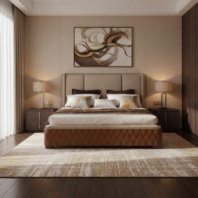 Lit en cuir de design Luxe Lits rembourrés Double moderne Décoratif Mariage 180x200