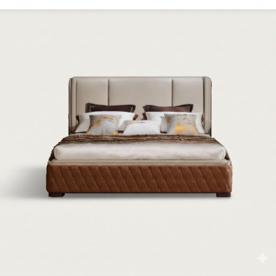 Lit en cuir de design Luxe Lits rembourrés Double moderne Décoratif Mariage 180x200