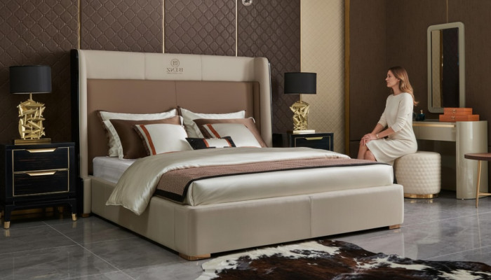 Conception Chambre 6 pcs Ensemble Complet Lit Table de chevet Coiffeuse
