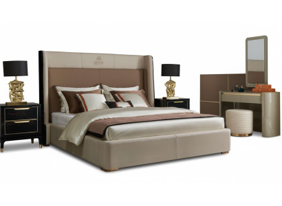 Conception Chambre 6 pcs Ensemble Complet Lit Table de chevet Coiffeuse