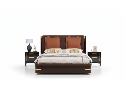 Meubles de chambre de luxe 3 pièces Ensemble complet Lit 2x Tables de chevet Moderne