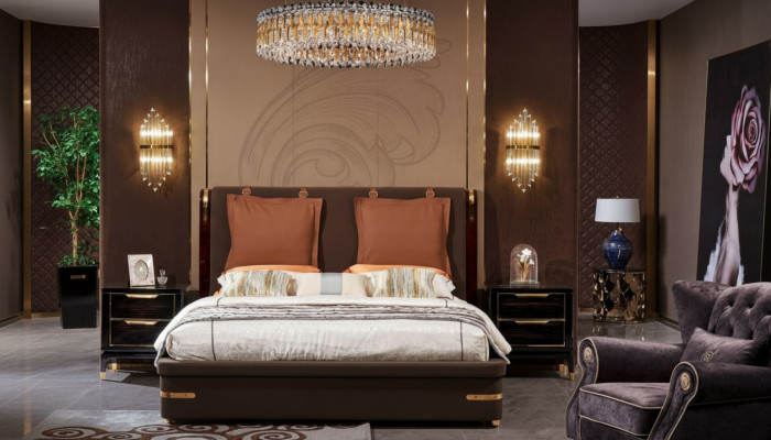 Conception de lit rembourré en métal de luxe pour chambre de sommeil de mariage en cuir double lits
