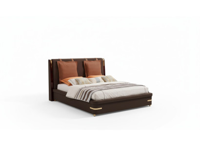 Conception de lit rembourré en métal de luxe pour chambre de sommeil de mariage en cuir double lits