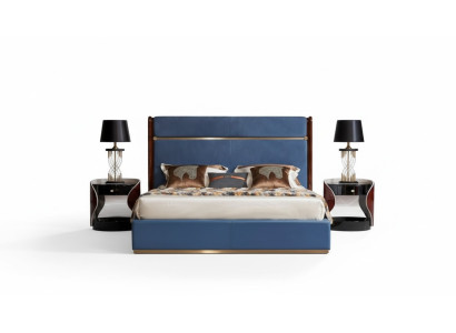 Ensemble complet de luxe pour chambre à coucher : Lit design avec 2 tables de chevet 3 pièces.