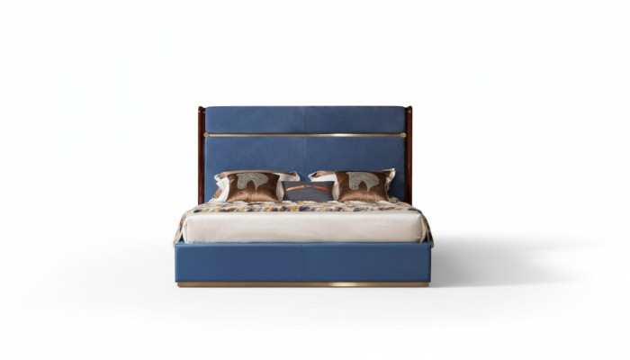 Cadre de lit Classic en cuir Blue e Lits de luxe Mobilier de chambre