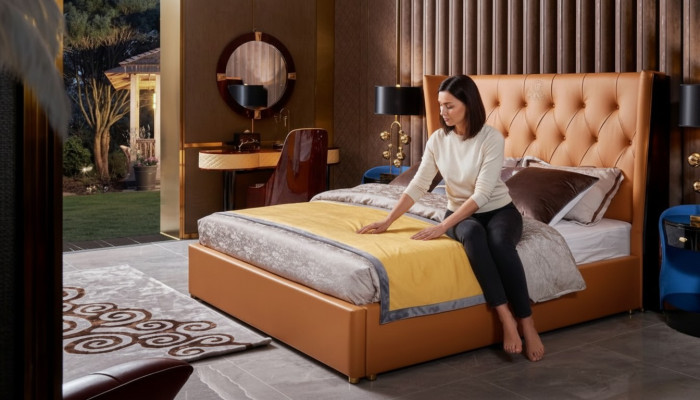 Lit Chambre Mobilier 6pces. Ensemble complet en cuir Design Lits de luxe