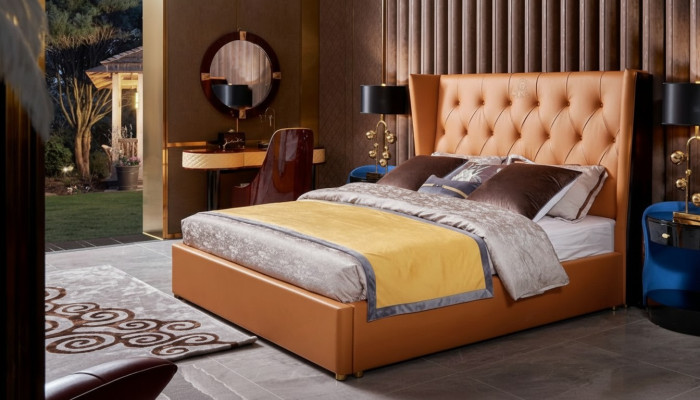 Lit Chambre Mobilier 6pces. Ensemble complet en cuir Design Lits de luxe
