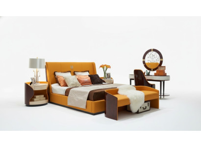 Chambre 7 pièces. Ensemble de meubles de luxe Lit Tabouret Miroir Table de nuit Cadre de lit