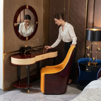 Table de toilette Miroir Chaise Ensemble complet Commode Chambre Moderne