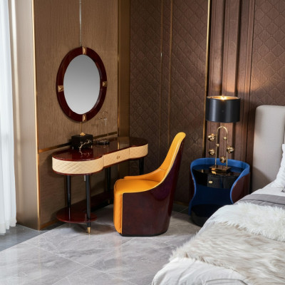 Table de toilette Miroir Chaise Ensemble complet Commode Chambre Moderne