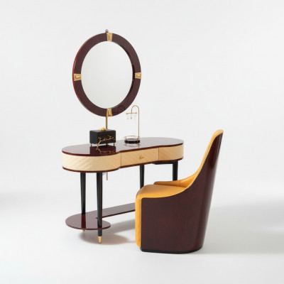 Table de toilette Miroir Chaise Ensemble complet Commode Chambre Moderne