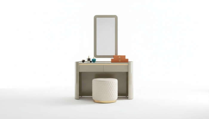 Miroir de coiffeuse de luxe Tabouret Ensemble complet Commode Chambre à coucher