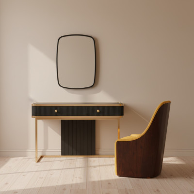 Coiffeuse Miroir Chaise Console de luxe Commode Chambre 3 pièces.