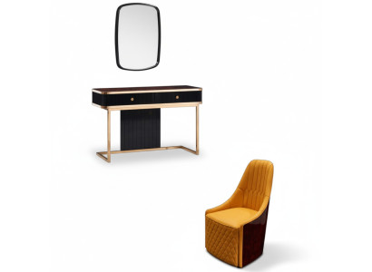 Coiffeuse Miroir Chaise Console de luxe Commode Chambre 3 pièces.