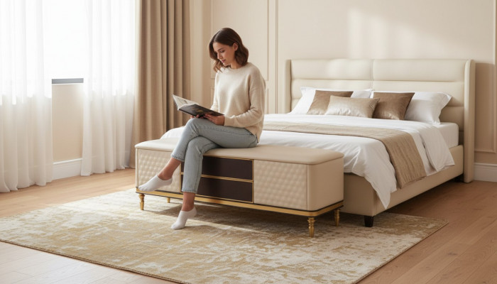 Tabouret de design Tabouret de luxe Pouf Repose-pieds Mobilier Tabouret rembourré Tabouret